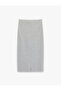 Slim Fit Midi Ribbed Detailed Pencil Skirt - 4
