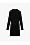 Cotton Camisole Slim Fit Long Sleeve Stand Collar Above Knee Dress - 3