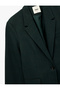 Buttoned Pocket Detailed Long Sleeve V-Neck Plaid Blazer Jacket - 5