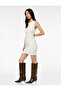 Crepe Fabric Slim Fit Sleeveless Crew Neck Draped Mini Dress - 2