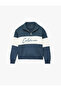 Three-Threaded, Color-Blocked, Comfortable Fit, Half-Zip, Collar-Printed Sweatshirt - 2