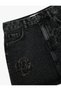 Stone Detailed Pocketed Cotton Mini Denim Skirt - 5