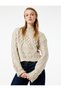 Crew Neck Long Sleeve Knit Textured Knitwear Crop Sweater
