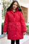 Red Hooded Girl's Puffer Jacket with Removable Hood, Fur Lining and Pockets 21484 - 7