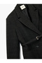 Long Sleeve Pocket Double Breasted Belted Plaid Blazer Jacket - 5