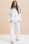 White Text Printed Hooded Wide Leg Girls' Tracksuit Set 21433