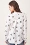 Women's White Pleat Detailed Single Pocket Patterned Long Sleeve Shirt ARM-24Y001015 - 4