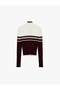 Stand Collar Slim Fit Long Sleeve Striped Zippered Knitwear Cardigan - 4
