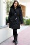 Girl's Puffer Jacket with Black Hood, Pockets, Fur Inside, Detachable Hood 21480 - 3