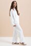 White Text Printed Hooded Wide Leg Girls' Tracksuit Set 21433 - 4
