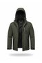 Outdoor Hooded Water and Windproof Quilted Fur Fiber Filled Inflatable Khaki Softshell Coat - 3