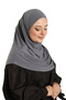 وشاح حجاب متشابك عملي وجاهز من أنثراسايت قماش رملي مع عظم - Hürrem 1290 - 2