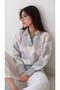 Una Fiaba Gray Soft-Textured Diamond Patterned Women's Knit Polo Neck Sweater - 5