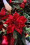Artificial Velvet Sequin Ponsetia Red 20 cm