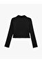 Cotton Long Sleeve Shirt Collar Crop T-Shirt - 5