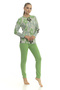 Mooncover Women's Soft Winter Floral Patterned Pajama Set Green - 5