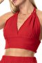 Summer Muslin Bustier with Goose Tie Detail Red Krmz - 4