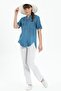 Short Sleeve Şile Cloth Acacia Summer Blouse Jeans Blue Ktmv - 4