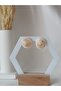 Steel Earring Cluster - Seashell - Oyster Pearl Detail Special Design Handmade Polymer Clay Earrings - 2