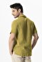 Short Sleeve Polo Neck Muslin Summer Tshirt Oil Green Ygysl - 2