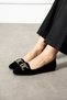 Camrin Black Gold Elegant Home Ballerinas with Olympic Buckle - 2