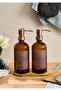 Lozione Set of 2 Kitchen Liquid Soap Dispensers - Liquid Soap Dispenser Set with Bamboo Stand - 2X500 Ml, Amber