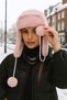 Soft Textured Plush Women's Hat with Pink Faux Fur Earmuffs