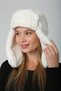 Ecru Faux Fur Women's Hat with Headphones - 2