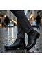 Men's Black Genuine Leather Casual Boots Cold-Proof Furry Winter Rubber Sole