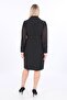 Women's Double Breasted Collared Chiffon Evening Dress with Belt Detail Ets6222 Black - 3
