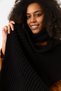 Black Knitted Thick Women's Shawl - 45X210 cm - 8