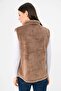 Women's Mink Stand-up Collar Zippered Plush Vest - 5
