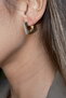 Steel Gold Stone Square Earrings - 3