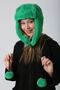 Plush Women's Beanie Hat with Green Faux Fur Earmuffs - 2