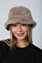 Stone Soft Textured Soft Textured Plush Bucket Women's Hat - 8