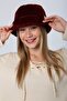 Burgundy Soft Textured Plush Bucket Women's Hat - 2