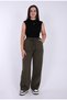 Baggy Linen Women's Trousers Dark Khaki