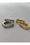 Zircon Stone Detailed Silver Color Hoop Earrings - 4