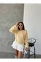 Women's Soft Yellow Openwork Back Detailed Sweater