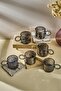 رينجو ستون مدخن 6 قطع خرز بمقبض 100 مل كوب إسبرسو زجاجي وكوب قهوة تركي - 3