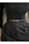Icon Square Patterned Silver Buckle Model Women's Belt Waist Belt Coat Belt Dress Belt - 2