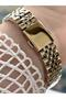 Milano Women's Wristwatch – Stone Dial, Roman Numeral Detail, Gold Metal Band - 3