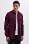 Men's Slim Fit Single Pocket Flap Plain Lumberjack Sport Burgundy Shirt