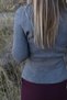 Gray Standard Size Stand Collar Snap Fastener Knit Sweater - 4