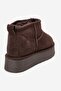 Veyra Brown Suede Genuine Leather Fur Platform Sole Women's Mini Boots - 5