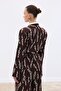 Patterned Long Coat - Brown - 7