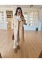 Women's Beige Long Trench Coat with Scarf - 4