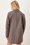 Women's Mink Double-Breasted Collar Buttoned Pocketed Cashmere Coat Arm-25K001100 - 3