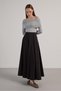 Women's Black Patchwork Detailed Premium Long Skirt 30054