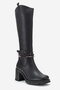 Viorra Women's Thick Heeled Boots with Black Leather Straps - 3